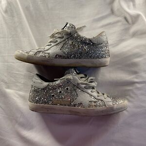 Golden Goose Glittery Silver Sneakers